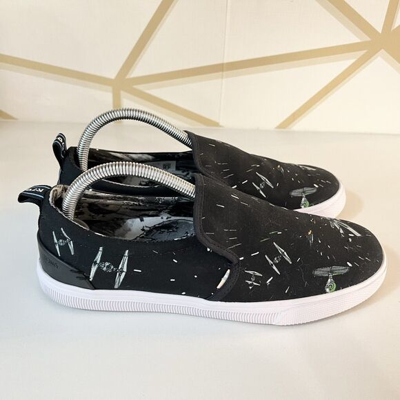 NEW STAR WARS x TOMS Trvl Lite Black Space Print Slip On Shoes Women's 9/Men's 7 - Picture 4 of 14